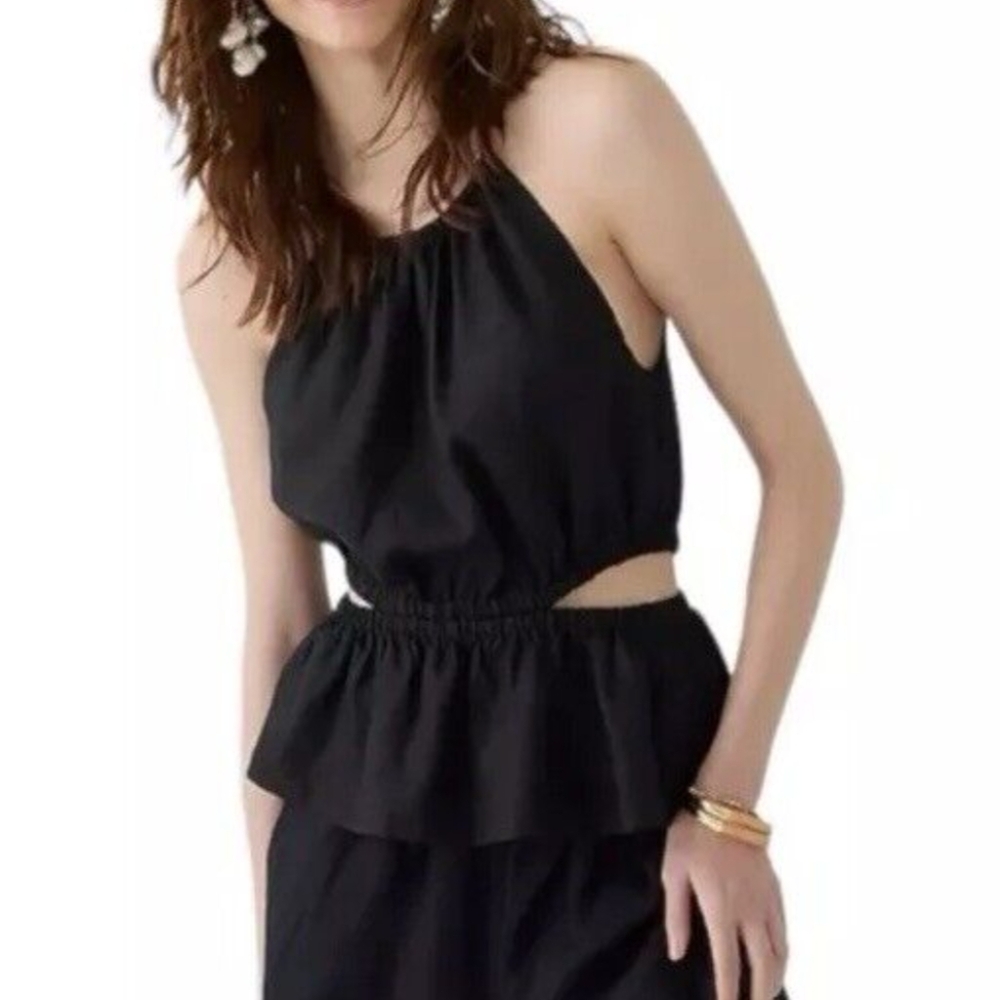 NWT J.Crew Cutout Tank 100% Linen Lightweight Super-Breathable Sleeveless Sz M
